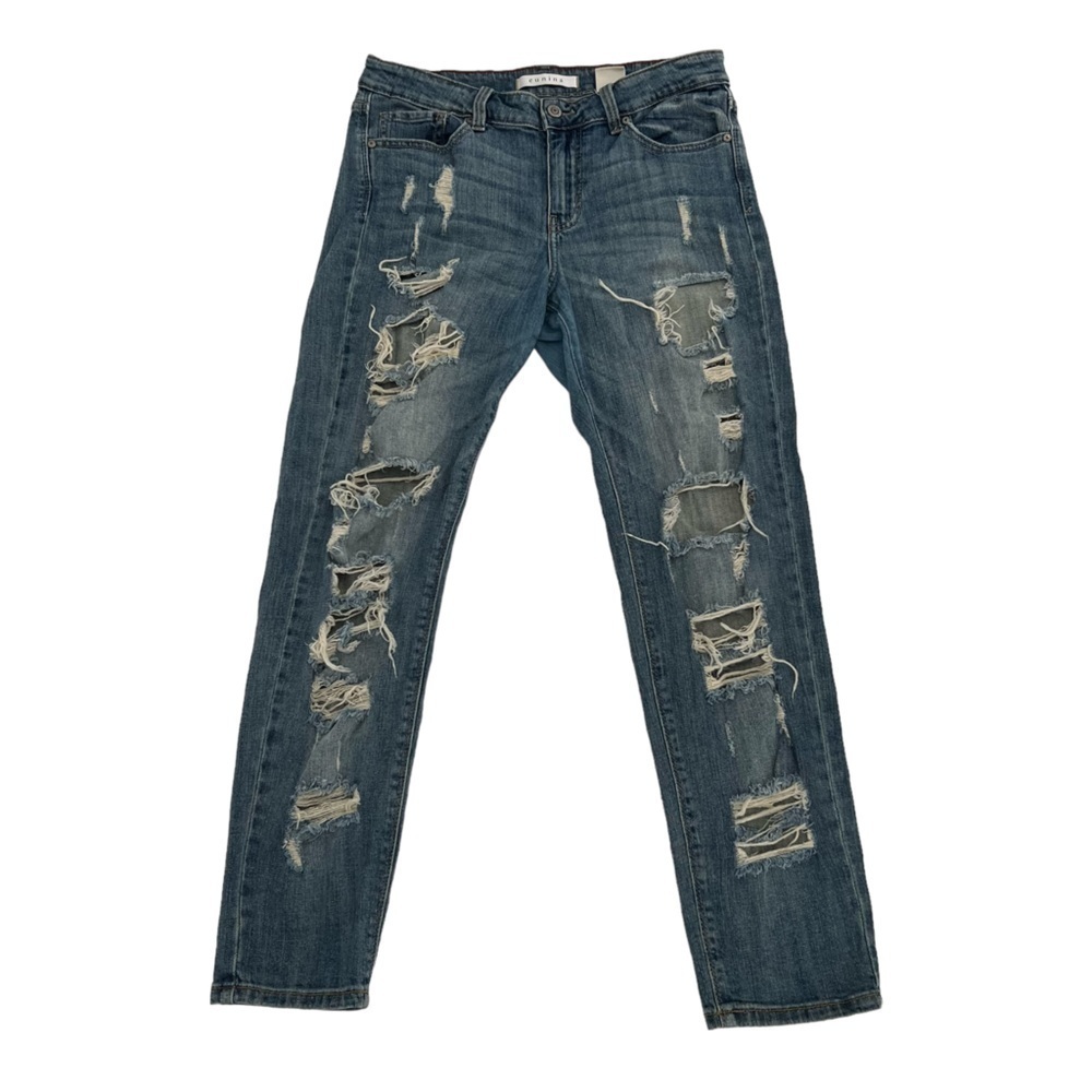 Eunina MIA Mid Rise Relaxed Skinny Distressed Crop Jeans Size 9 Women’s